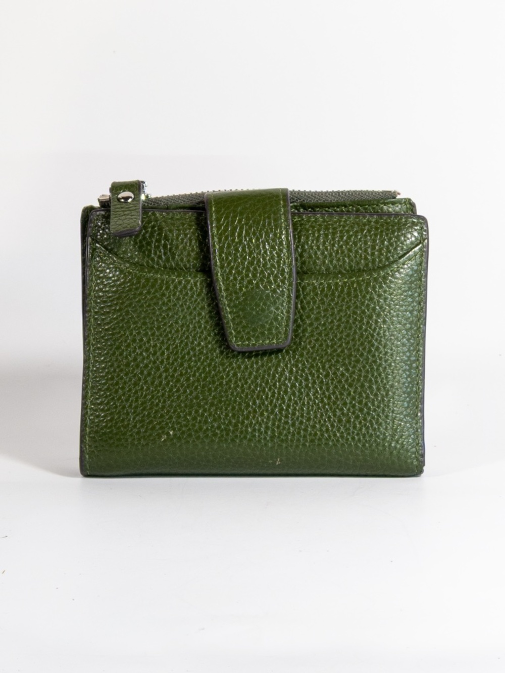 RFID Blocking Green Bi-fold Leather Wallet with snap closure